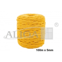 100m / Sznurek bawełniany do makramy ALIGA  SBK-24 musztardowy 5mm x 100m (splot 21 nitek) makrama